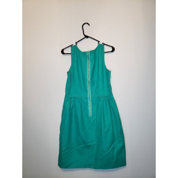 J Crew Womens 6 Pencil Dress Turquoise Green Sleeveless Round Neck M Zip Cotton - Picture 2 of 5